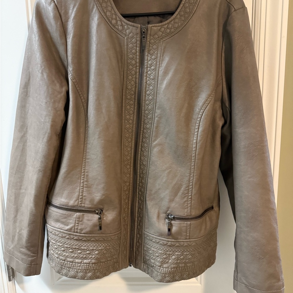 Christopher & Banks Taupe Leather Jacket
